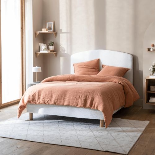 Cache-sommier bouclette intégral blanc 140x190