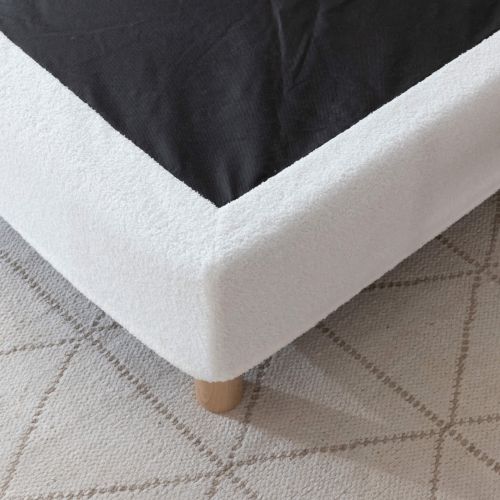 Cache-sommier bouclette intégral blanc 140x190