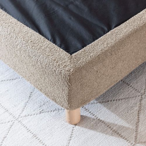 Cache-sommier bouclette intégral beige 140x190