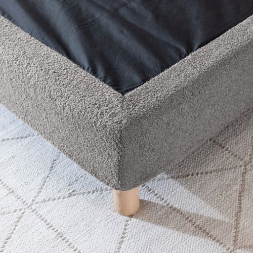 Cache-sommier bouclette intégral gris foncé 160x200