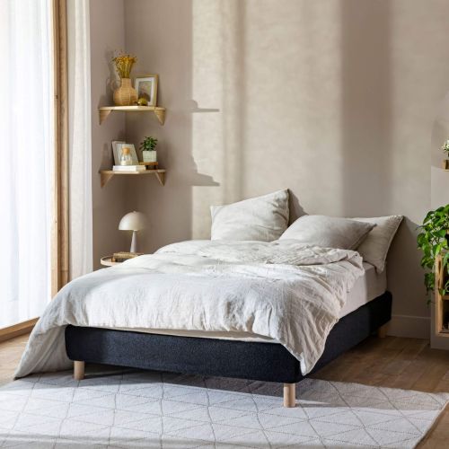 Cache-sommier bouclette intégral noir 90x190