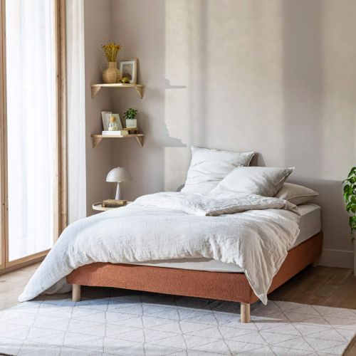 Cache-sommier bouclette intégral terracotta 140x190