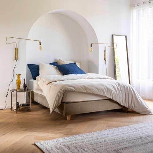 Cache-sommier Beige LEAVE - Someo 160x200 cm