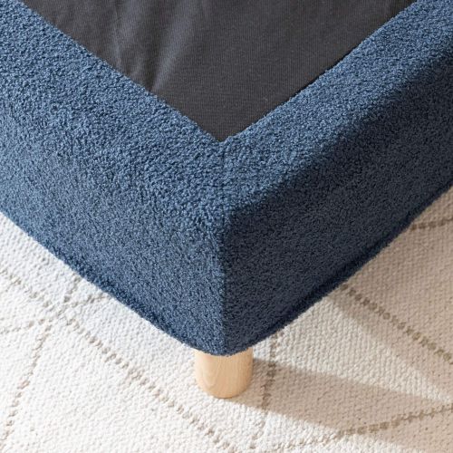 Cache-sommier bouclette intégral bleu marine 140x190