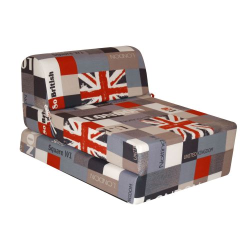 Chauffeuse convertible London vue d'angle, en position fauteuil avec dossier