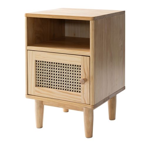 Table de chevet cannage en pin massif naturel 