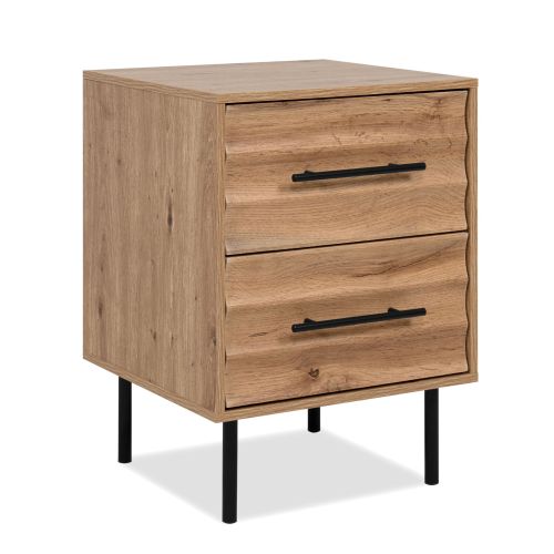 Table de nuit style design en bois et métal 