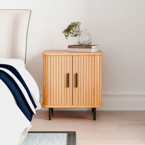 Chevet bois et métal avec portes coulissantes pour un gain de place optimal