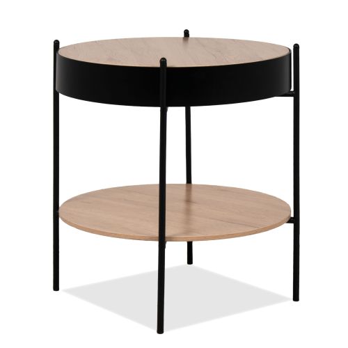 Petit meuble de rangement Chevet bois et métal industriel Telio vue de face sur fond blanc