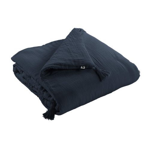 Couvre-lit double gaze de coton marine 90x200 cm