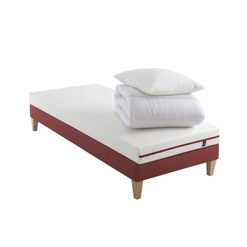 Ensemble matelas junior 100% latex, sommier, pieds, couette et oreiller Crépuscule 200 - SOMEO