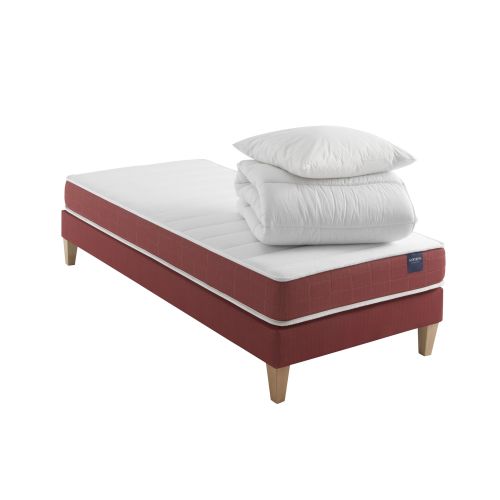 Ensemble matelas couchage latex, sommier, pieds, couette et oreiller Crépuscule 400 - SOMEO
