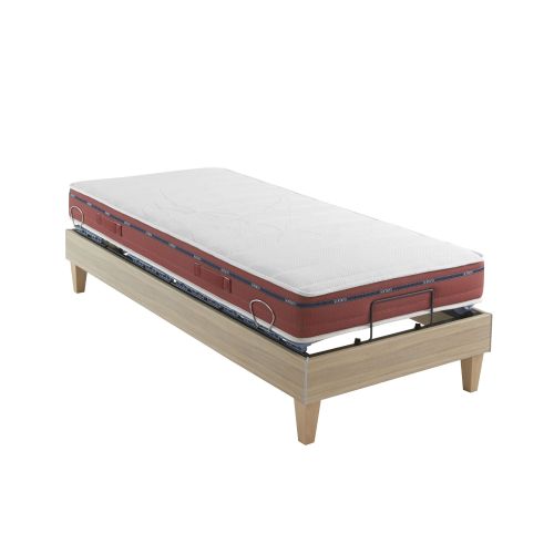 Ensemble matelas relaxation 100% latex, sommier et pieds Crépuscule 500 - SOMEO 2x80x200