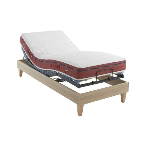 Ensemble matelas relaxation 100% latex, sommier TPR et pieds Crépuscule 500 - SOMEO