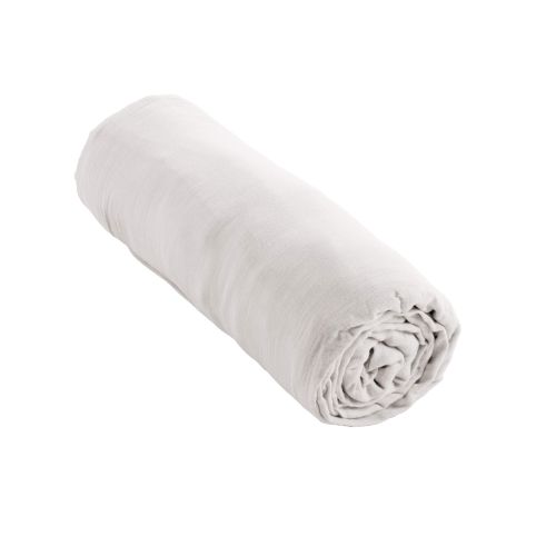Drap housse double gaze de coton blanc 160x200 cm