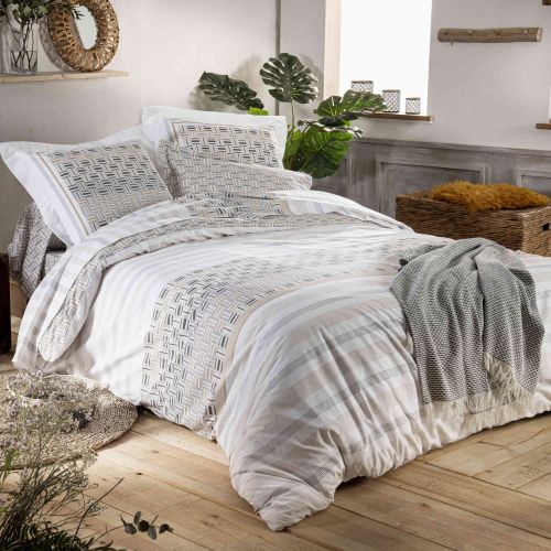 Parure de lit Diego gris 140x200 cm - Tradilinge