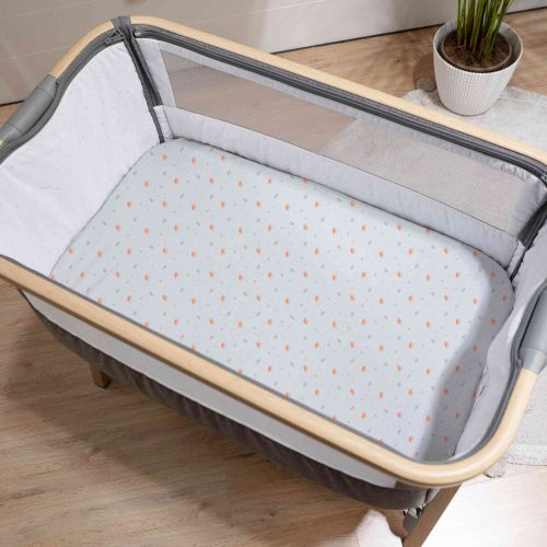 Lot de 2 draps housses bébé en jersey bio orange poterie imprimé renard