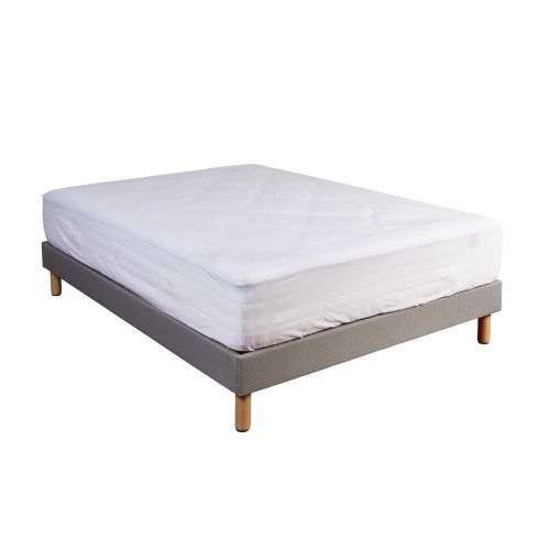 Drap housse blanc en coton doux et respirant avec bonnet 40 cm