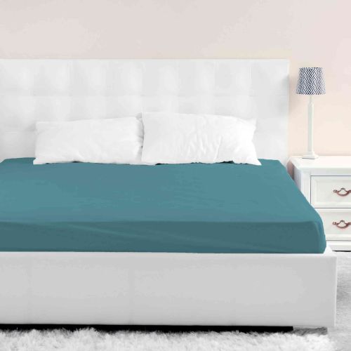 Lot de 2 draps housse jersey bleu canard bonnet 40 cm