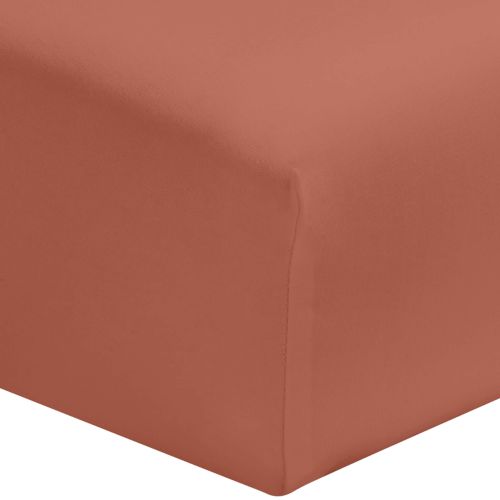 Drap housse coton terracotta bonnet 40 cm sur fond blanc offrant maintien parfait