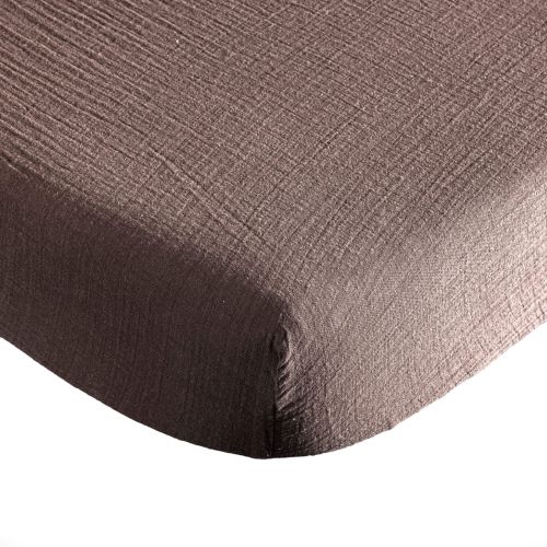 Détail du bonnet de 30 cm d'un drap housse gaze pour matelas standard