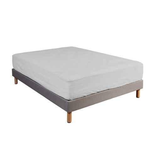 Drap housse 100% coton gris bonnet 40 cm 90x190