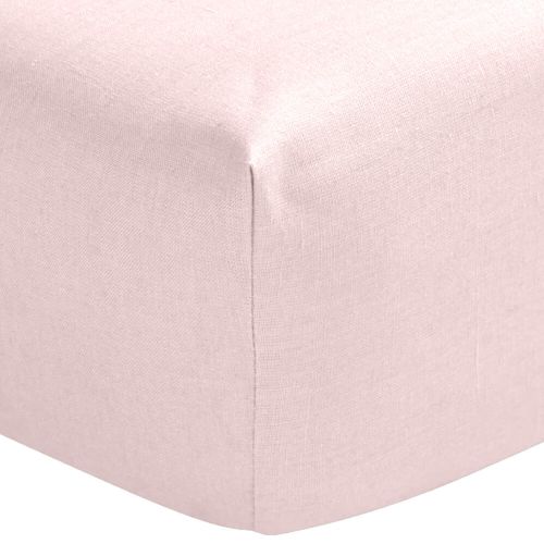 Drap housse rose aube 100% lin bonnet 30 cm