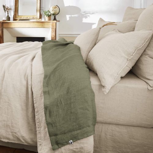 Drap plat lin lavé
