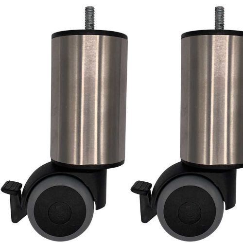 4 pieds cylindriques inox à roulette pivotante et frein 15 cm zoom