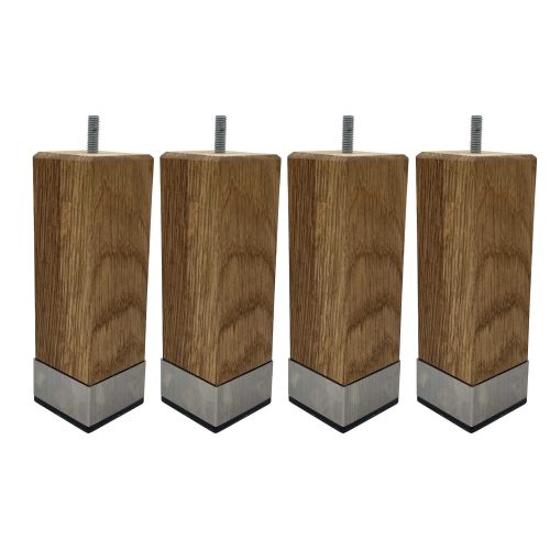 4 pieds carrés chêne massif et inox 20 cm