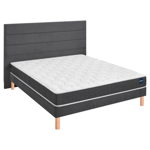 Ensemble matelas Bultex nano Regular, sommier Vigoroso gris fumé et pieds