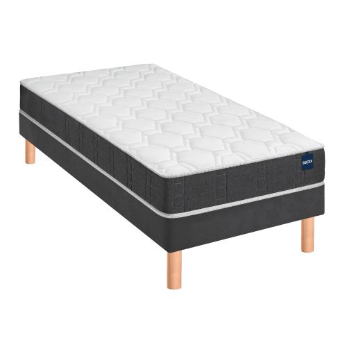 Ensemble matelas Bultex nano Regular, sommier Vigoroso gris fumé et pieds