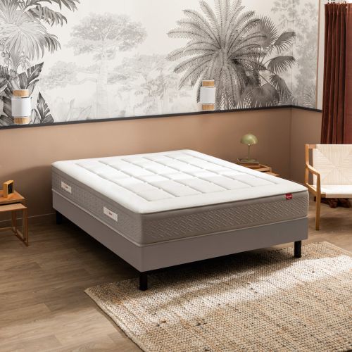 Ensemble Epeda matelas ressorts multi-actif L’Inoubliable, sommier Nature confort médium et pieds