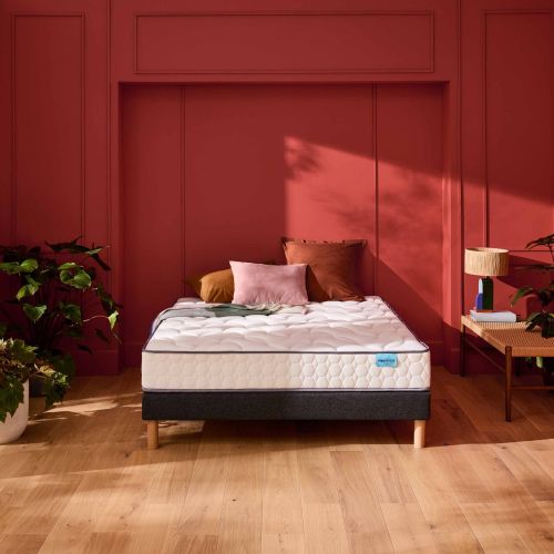 Ensemble Merinos matelas ressorts ensachés Cosy Lit, sommier Pencil ferme et pieds 140x200