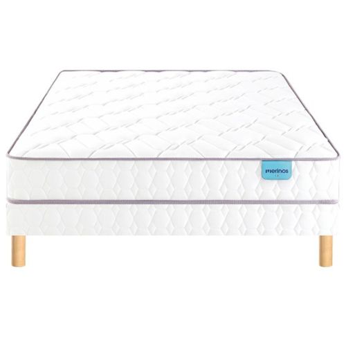 Ensemble Merinos matelas ressorts ensachés Morning Routine, sommier Twist et pieds 90x200