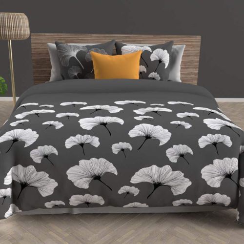 Parure de lit Ginkgo anthracite 140x200 cm