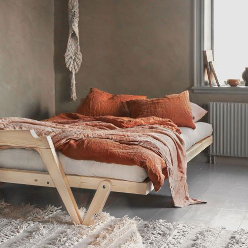 Banquette ajustable GRAB en pin massif naturel avec matelas futon 130x190