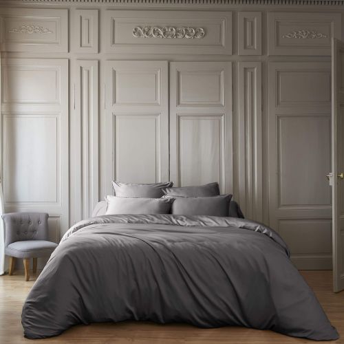 Housse de couette en bambou 260x240 cm anthracite granit