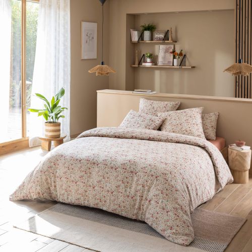 Parure de lit gaze de coton floral 200x200 Terre de Nuit ambiance