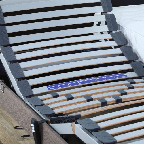 Sommier électrique de relaxation tout lattes tissu gris clair 2x80x200