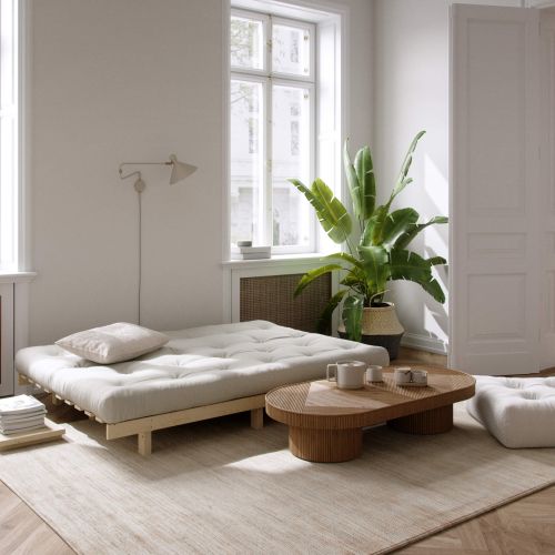 Banquette ajustable LEAN en pin massif naturel avec matelas futon 130x190

