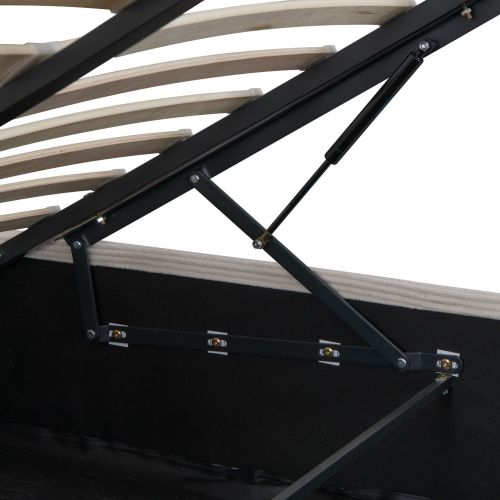 Lit coffre en velours côtelé grosses côtes avec tête de lit rembourrée