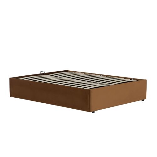 Lit coffre en velours marron 140x190
