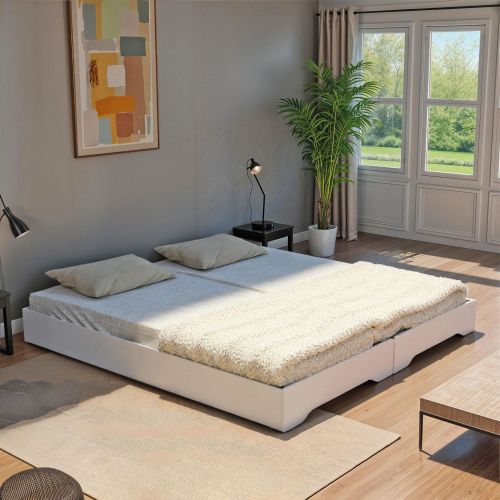 2 lits empilables blanc en bois lit double ambiance