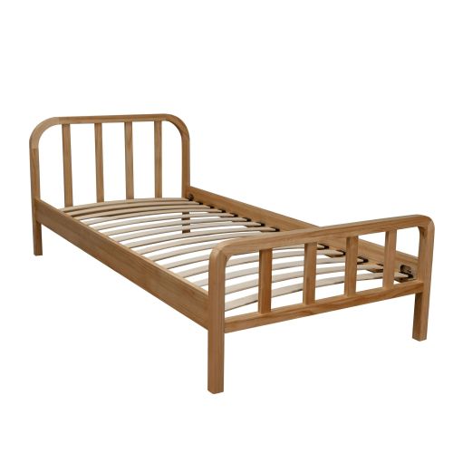 Lit enfant pin massif tête de lit arrondie fond blanc