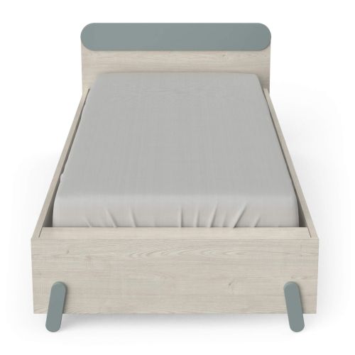 Lit extensible enfant en bois couleur chêne topanga et vert de gris 90x190/200 - LI217