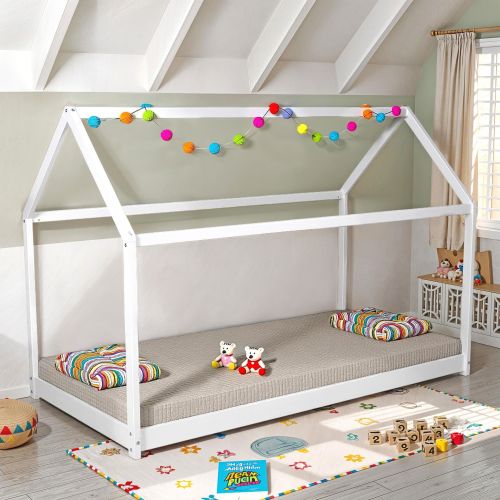 Lit cabane enfant en bois blanc - LT14004