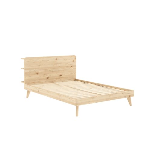 Lit en pin massif RETREAT BED avec tête de lit fonctionnelle 160x200 Bois clair