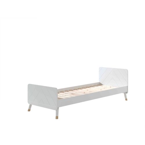 Lit enfant 90x200 en bois massif + chevet enfant 2 tiroirs - CB2031 FOND BLANC