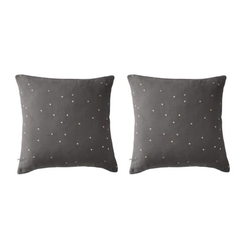 Lot de 2 taies d'oreillers à pois brodés double gaze de coton